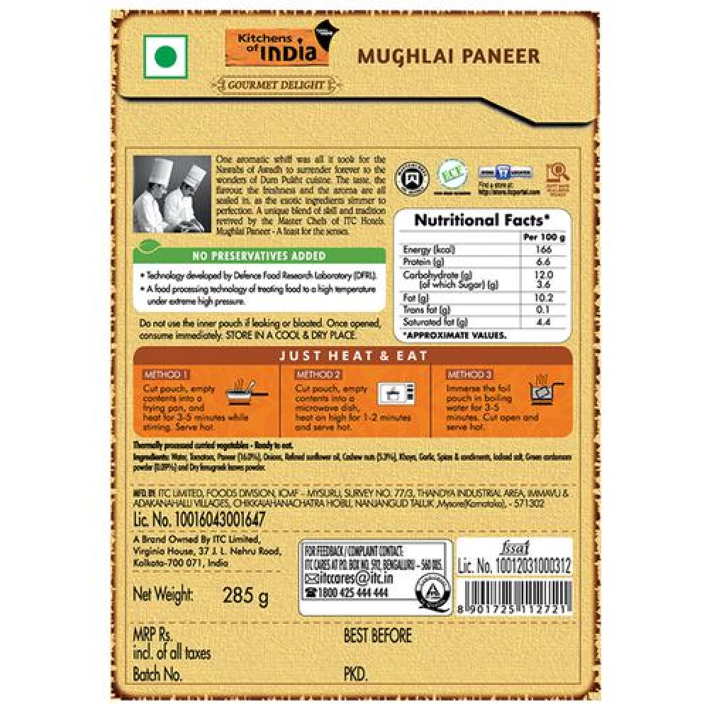 Kitchens Of India Mughlai Paneer - Ready To Eat Indian Dish, 285 g-3.webp